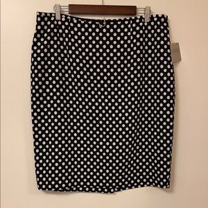Kasper Black Pencil Skirt with White Polka Dots